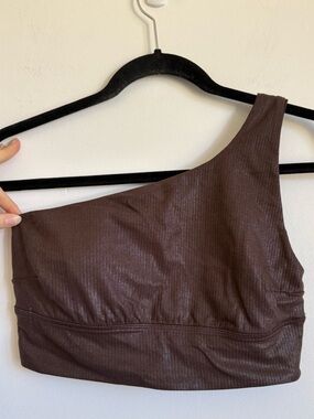 Lululemon Align Asymmetrical Ribbed Sports Bra Light Support Shine Espresso US 8